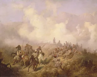 Una escena de la guerra ruso-turca en 1877-78, c.1870-80